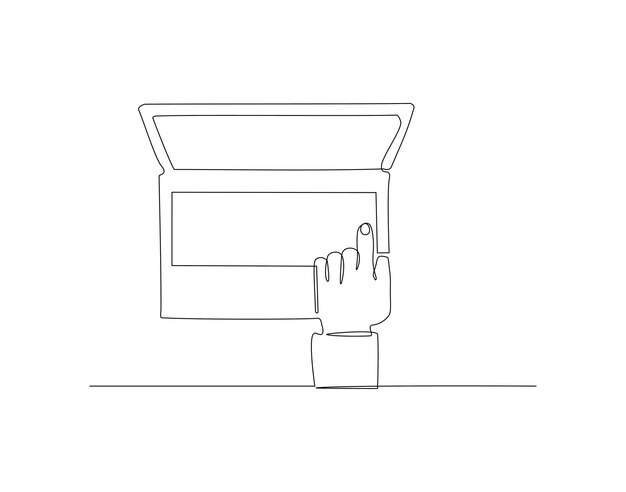 Dibujo de línea continua de computadora portátil Una línea de portátil Gadget portátil Arte de línea continua Edit
