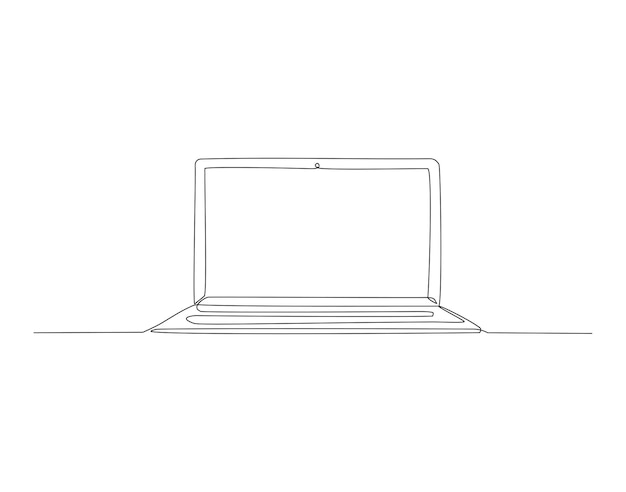 Dibujo de línea continua de computadora portátil Una línea de portátil Gadget portátil Arte de línea continua Edit