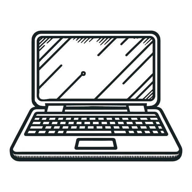 Dibujo de línea continua de una computadora portátil moderna