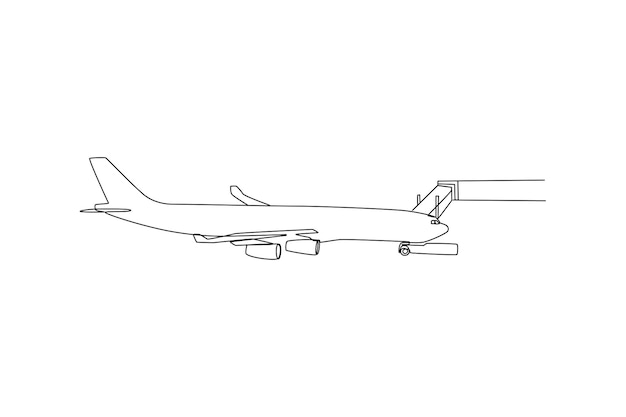 Un dibujo de línea continua del concepto de actividades de pasajeros Ilustración vectorial de Doodle en li simple