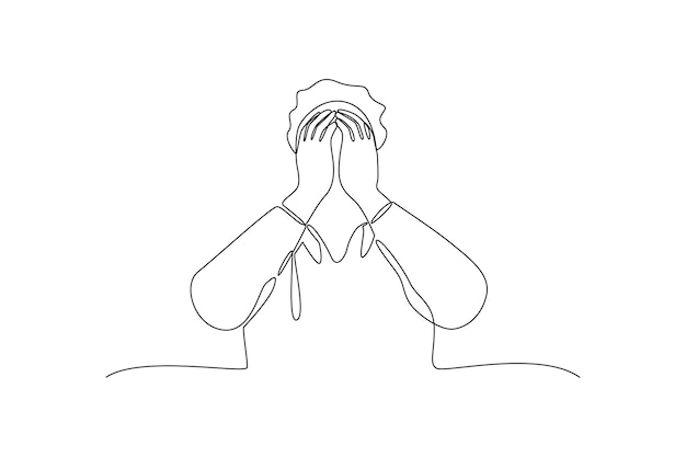Un dibujo de línea continua del concepto de Blue Monday Ilustración vectorial de Doodle