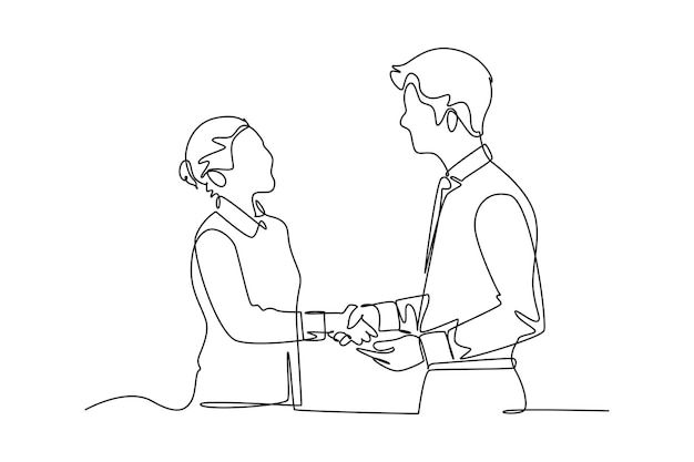 Un dibujo de línea continua del concepto de cliente y cliente Ilustración vectorial de Doodle
