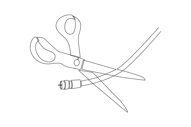 Vector un dibujo de línea continua del concepto de corte de cordón ilustración vectorial doodle en estilo lineal simple