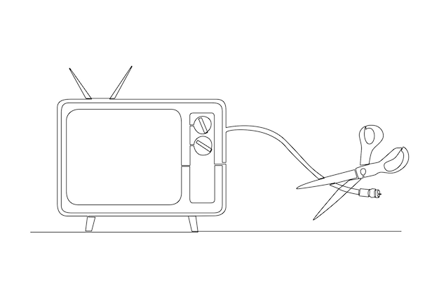 Un dibujo de línea continua del concepto de corte de cordón ilustración vectorial Doodle en estilo lineal simple
