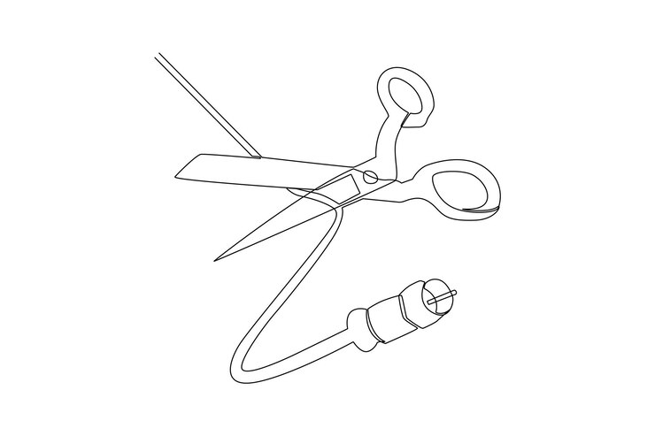 Vector un dibujo de línea continua del concepto de corte de cordón ilustración vectorial doodle en estilo lineal simple
