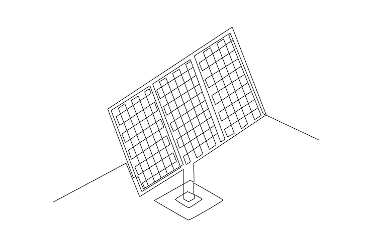 Vector un dibujo de línea continua del concepto de energía solar ilustración vectorial de doodle en lineal simple