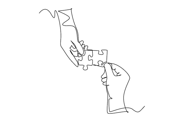 Un dibujo de línea continua del concepto de equipo de trabajo Ilustración vectorial de Doodle en estilo lineal simple