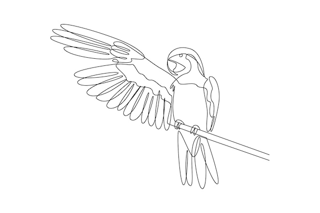 Un dibujo de línea continua del concepto de pájaro volador Ilustración vectorial de Doodle en lineal simple