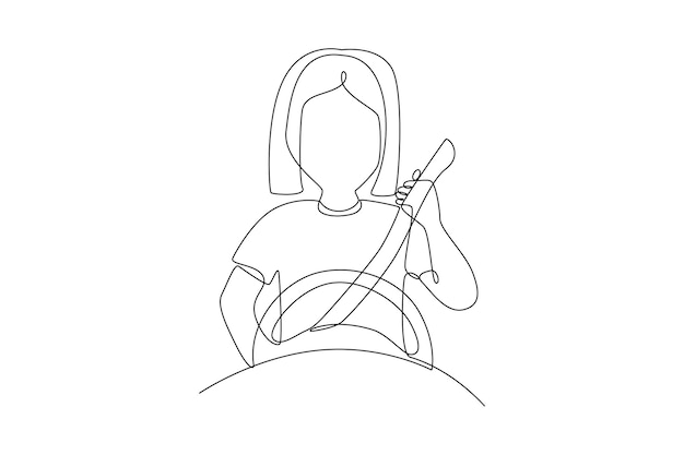 Un dibujo de línea continua del concepto de seguridad y transporte Ilustración vectorial de Doodle