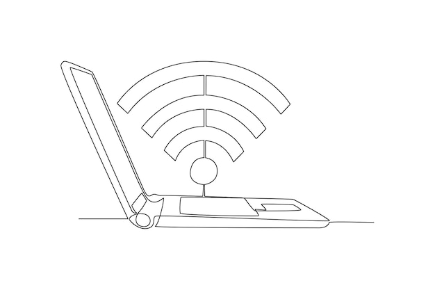 Un dibujo de línea continua del concepto de tecnología de la información Ilustración vectorial de Doodle