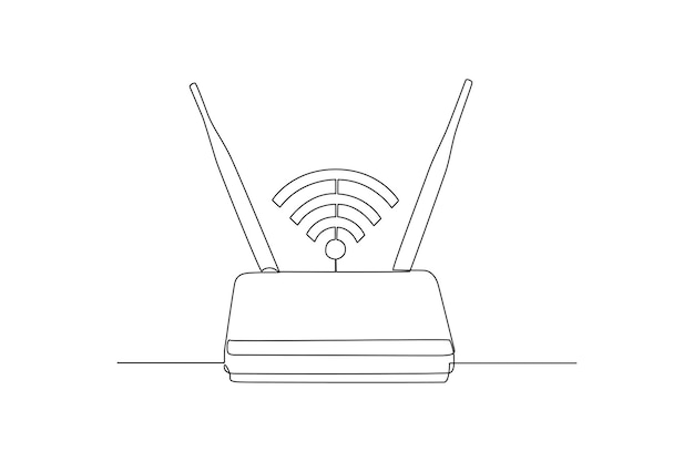 Un dibujo de línea continua del concepto de tecnología de la información Ilustración vectorial de Doodle
