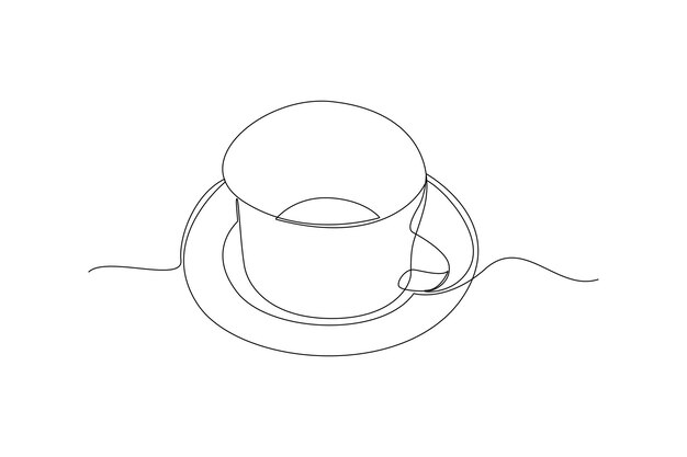 Un dibujo de línea continua del concepto de utensilios de cocina de cerámica moderna ilustración vectorial Doodle en estilo lineal simple