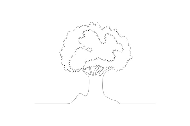 Dibujo de línea continua de un concepto de vida de árbol aislado en un fondo blanco vector gratuito