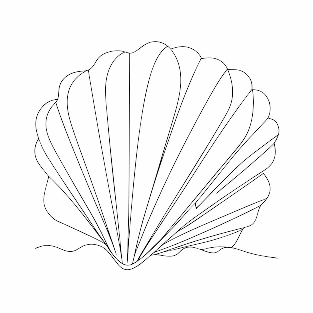 Dibujo en línea continua de conchas marinas 13