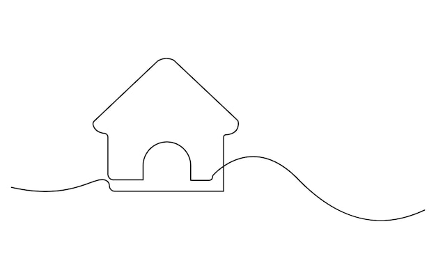 Un dibujo de línea continua de la construcción de la casa Símbolo de la arquitectura de la casa y la propiedad de desarrollo