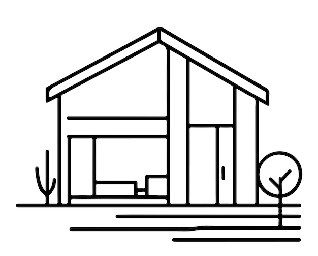 dibujo de línea continua de la construcción del símbolo del logotipo de la casa