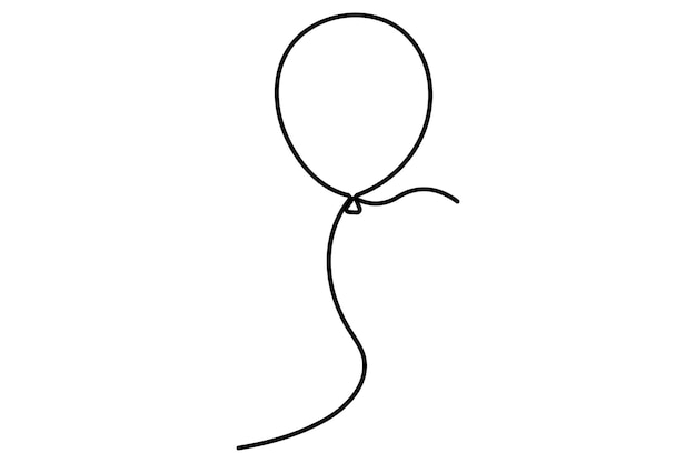 Dibujo de línea continua de un contorno vectorial artístico de globo flotante para gráficos modernos y elegantes