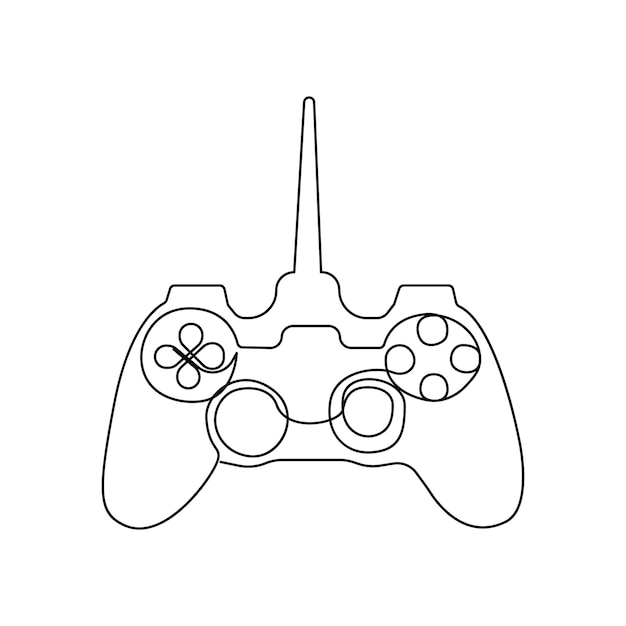 Vector dibujo en línea continua del controlador de juego y arte en línea única de la ilustración del joystick