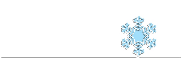 Un dibujo de línea continua de copo de nieve de Navidad Invierno y símbolo de escama azul frío en estilo lineal simple Icono de vacaciones con espacio vacío en trazo editable Ilustración de vector de Doodle