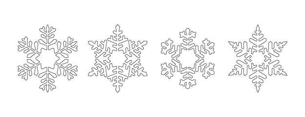 Un dibujo de línea continua de copos de nieve de Navidad Vacaciones de invierno y símbolo de copos de cristal frío en estilo lineal simple Iconos de silueta de vacaciones en trazo editable Ilustración de vector de Doodle