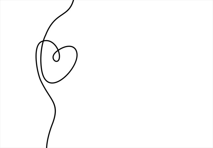 Vector dibujo de línea continua del corazón corazón de contorno dibujado a mano única para el amor por el diseño