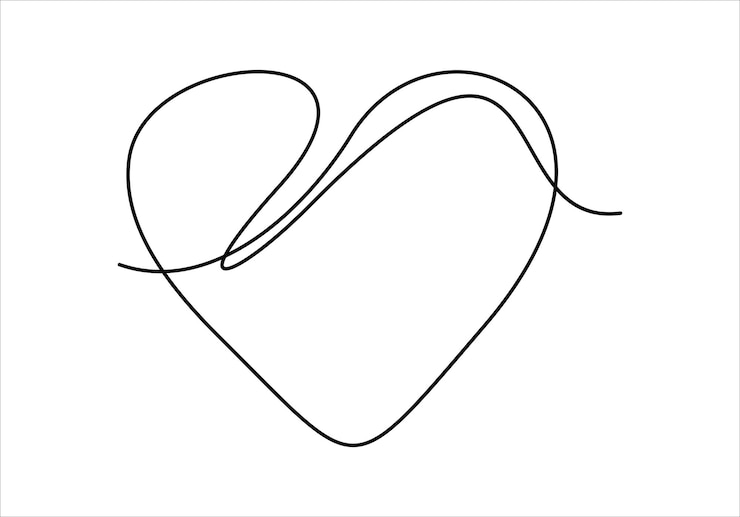 Vector dibujo de línea continua de corazón corazón icono de una línea fondo de dibujo de una línea