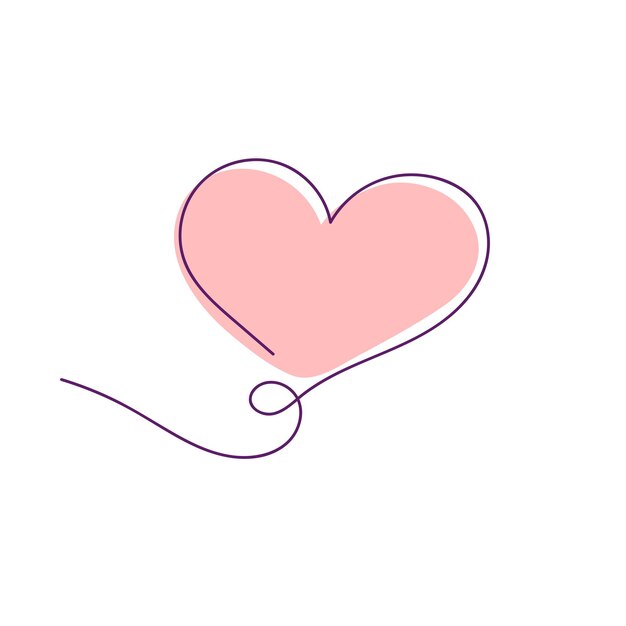 Dibujo de línea continua de un corazón vector negro y blanco ilustración de concepto de amor minimalista Conjunto