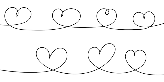 Dibujo de línea continua de un corazón vector negro y blanco ilustración de concepto de amor minimalista Doodl