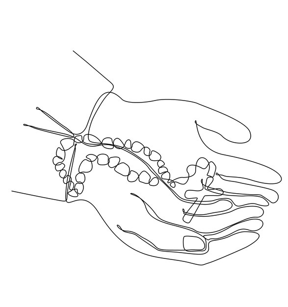 Dibujo de línea continua del cristianismo. Mano con símbolo de cruz cristiana.