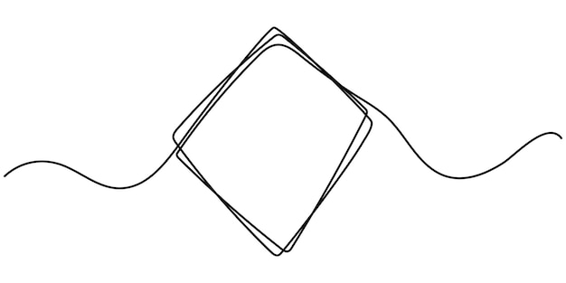 Dibujo de línea continua de un cuadrado negro Icono en línea de un marco geométrico Esbozo de un rectángulo