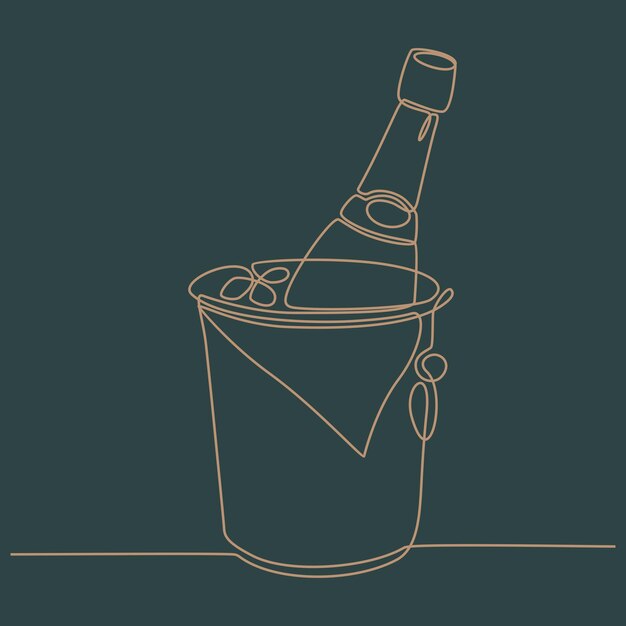 Dibujo de línea continua de cubo de hielo con ilustración de vector de cerveza