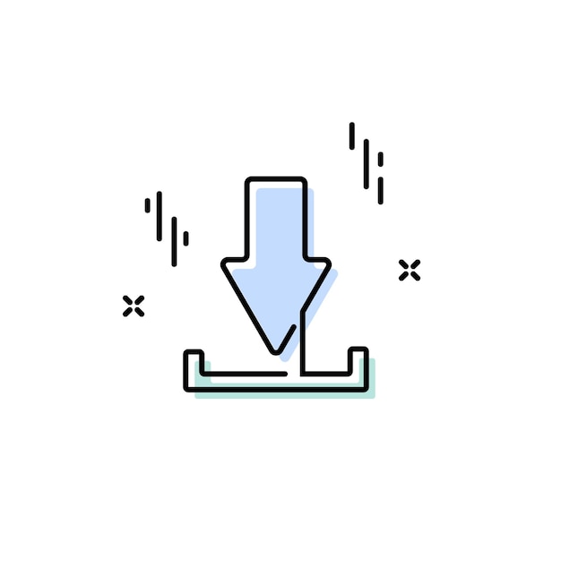 Dibujo de línea continua Descargar icono de línea en fondo blanco para logotipo web banner Ilustración vectorial