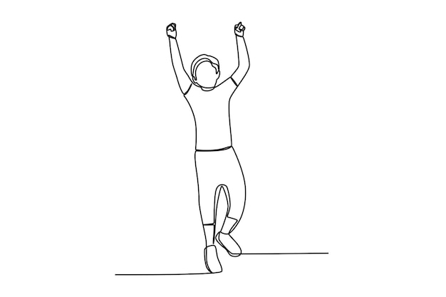 dibujo de línea continua de dibujo vectorial niño niño niños día feliz celebración de salto