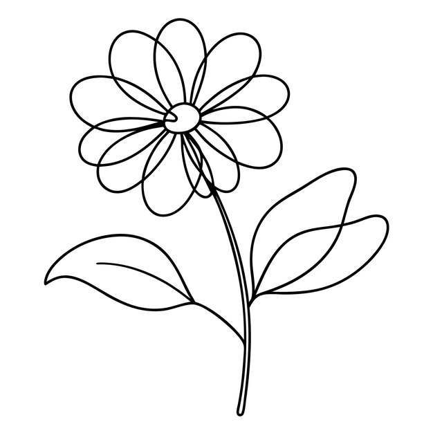 Dibujo de línea continua diseño floral ilustración vectorial de coloración