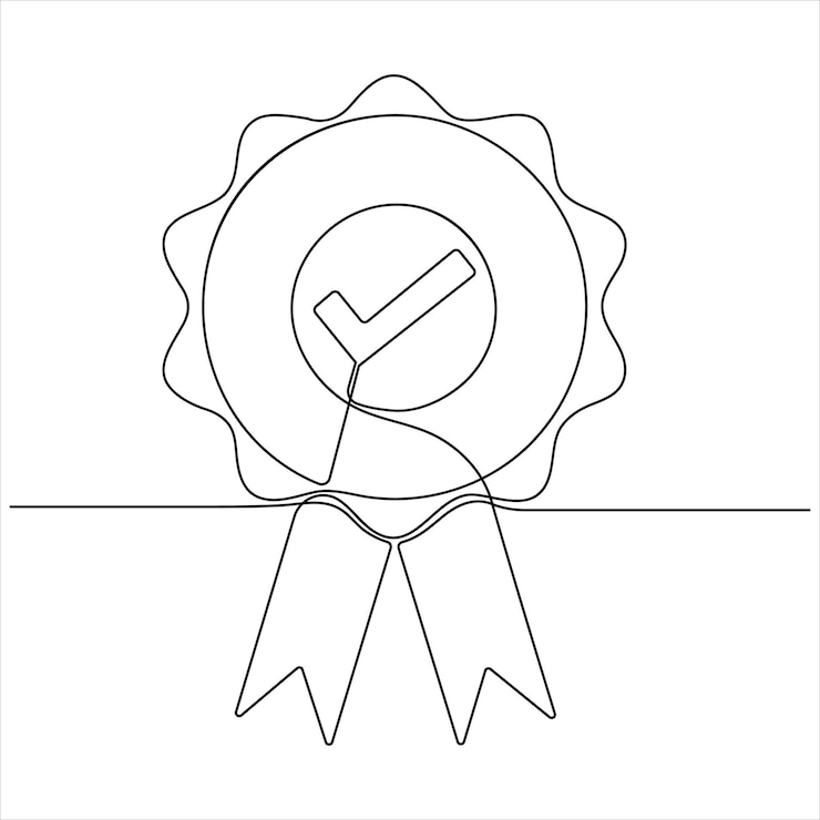 Vector dibujo en línea continua del distintivo del premio a la mejor calidad con el vector de la medalla ganadora de la estrella de oro