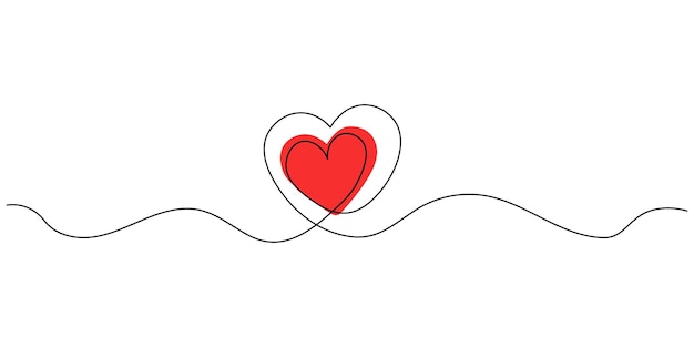 Un dibujo de línea continua de dos corazones trazo editable en forma de corazón dibujado por una línea