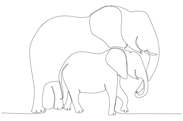 dibujo de línea continua de elefante