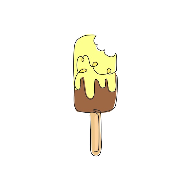 Un dibujo de línea continua del emblema del logotipo de la tienda de paletas americanas frescas y deliciosas Postre dulce