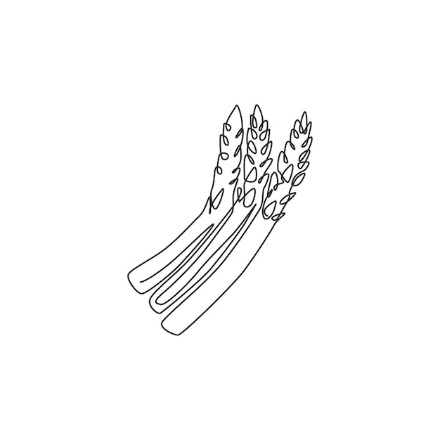 Un dibujo de línea continua de espárragos orgánicos para el logotipo