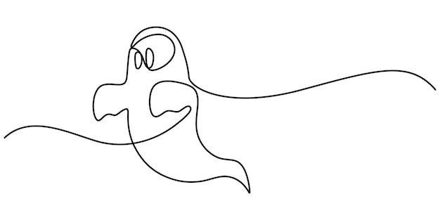 Un dibujo de línea continua de espíritu fantasma aterrador concepto de minimalismo diseño gráfico de dibujo de una línea