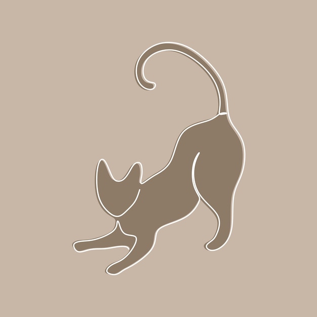 Un dibujo de línea continua de etiquetas de icono de gatito de gato lindo simple