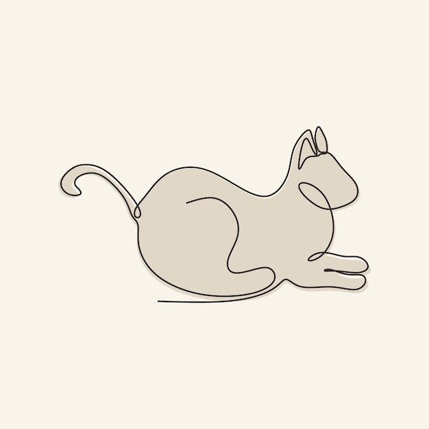 Un dibujo de línea continua de etiquetas de icono de gatito de gato lindo simple