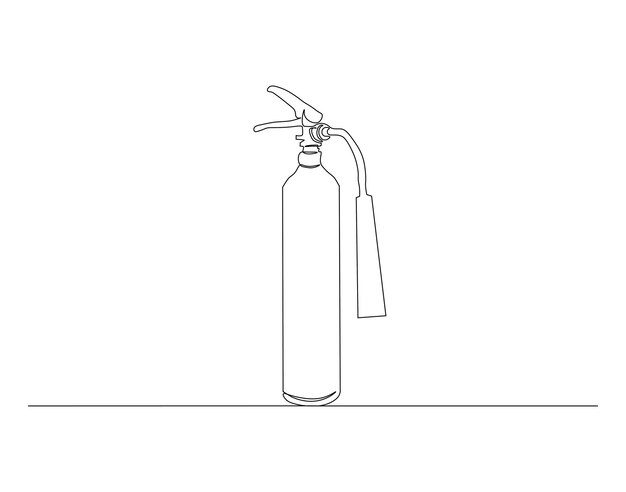 Dibujo de línea continua del extintor Una línea del extintor Extintor de fuego Arte de línea continua Esbozo editable