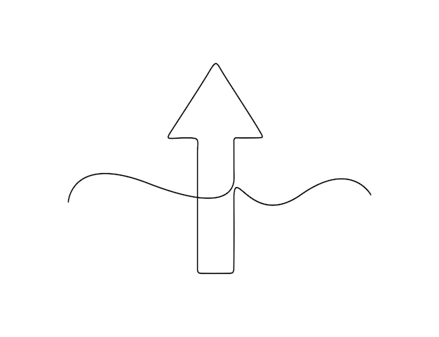 Dibujo de línea continua Flecha apuntando a la derecha Una línea Flecha apuntado a la derecha Ilustración vectorial