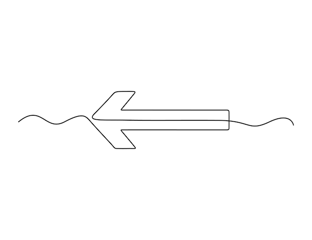 Dibujo de línea continua Flecha apuntando a la derecha Una línea Flecha apuntado a la derecha Ilustración vectorial
