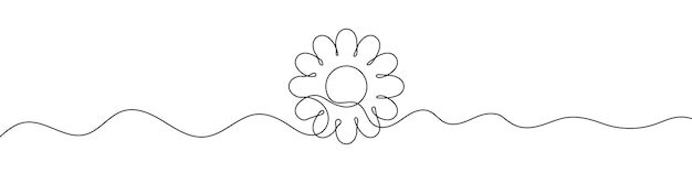 Dibujo de línea continua de flor Icono de una línea de flor Fondo de dibujo Icono de flor de vector
