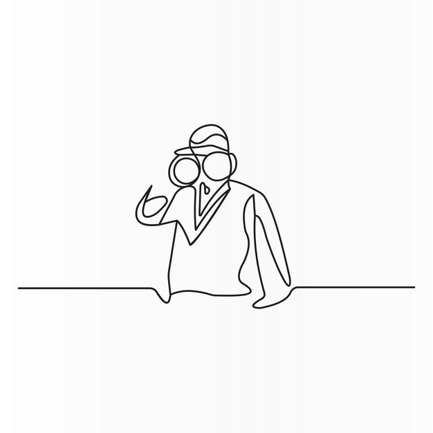 dibujo de línea continua del fotógrafo haciendo fotos