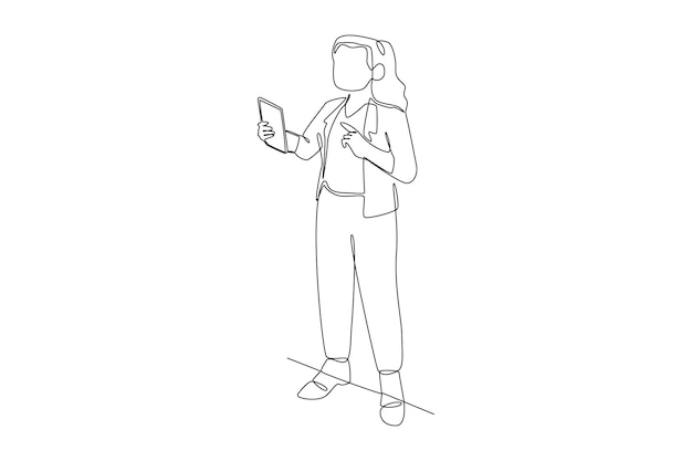 Un dibujo de línea continua de Freelancer llenando factura distancia trabajo nómina transferencia de dinero en línea remoto y concepto de pago de trabajo Doodle vector ilustración en estilo lineal simple