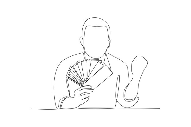 Un dibujo de línea continua de Freelancer llenando factura distancia trabajo nómina transferencia de dinero en línea remoto y concepto de pago de trabajo Doodle vector ilustración en estilo lineal simple