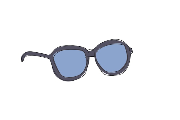 Un dibujo de línea continua de gafas de sol modernas para el icono de la tienda óptica Símbolo de gafas de estilo de moda